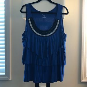 Lane Bryant Beaded Neckline Tiered Tank Top